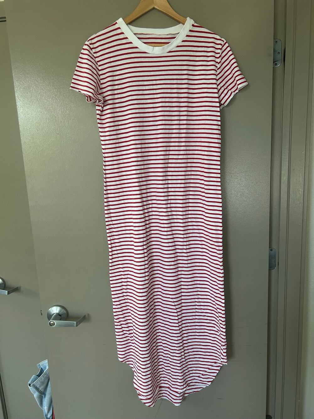 Frank & Eileen TShirtDress coastal nautical RedWhite StripedMini MidiCotton flaw